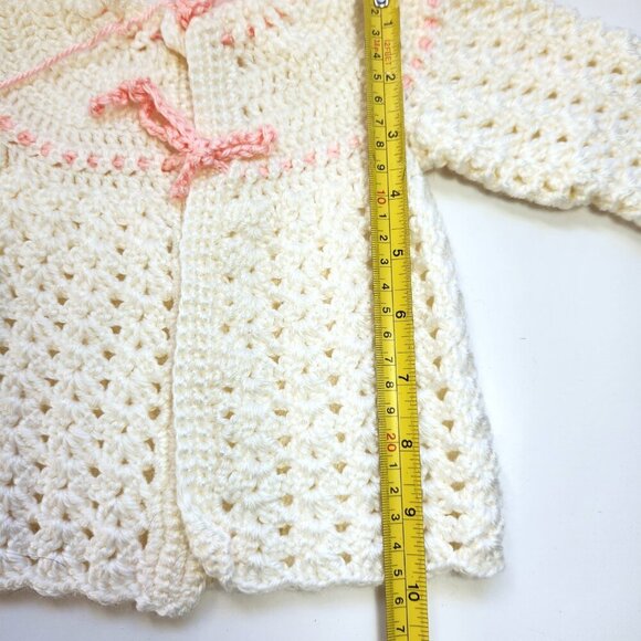Hand Knit Baby Girl Toddler Clothes Lot Dress Cardigan Blanket Toy Fits 25" Doll - Picture 6 of 16